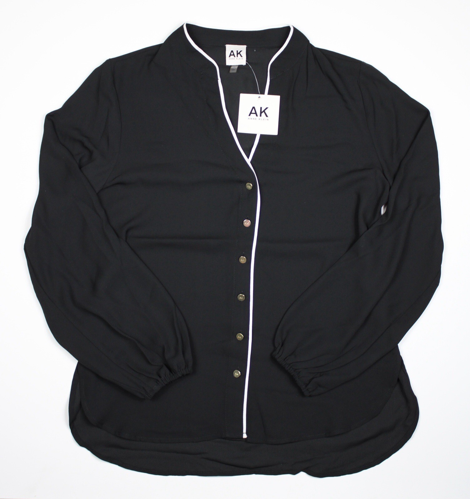 NEW! Anne Klein Women’s XS Long Sleeve Combo Button Down Blouse NWT $89