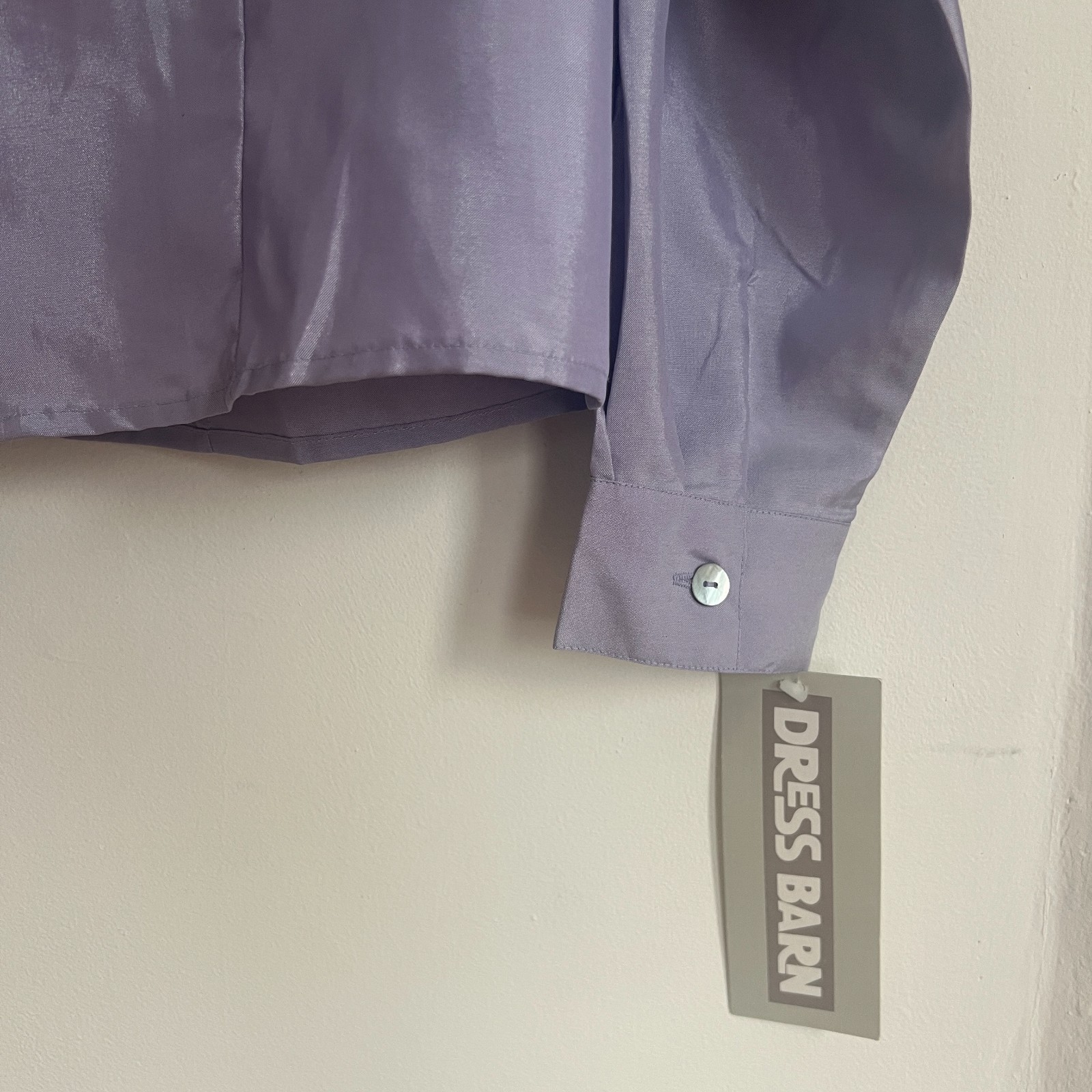 Dress Barn Lavender Silk Blend Button Front Blouse Womens Large Long Sleeve Care