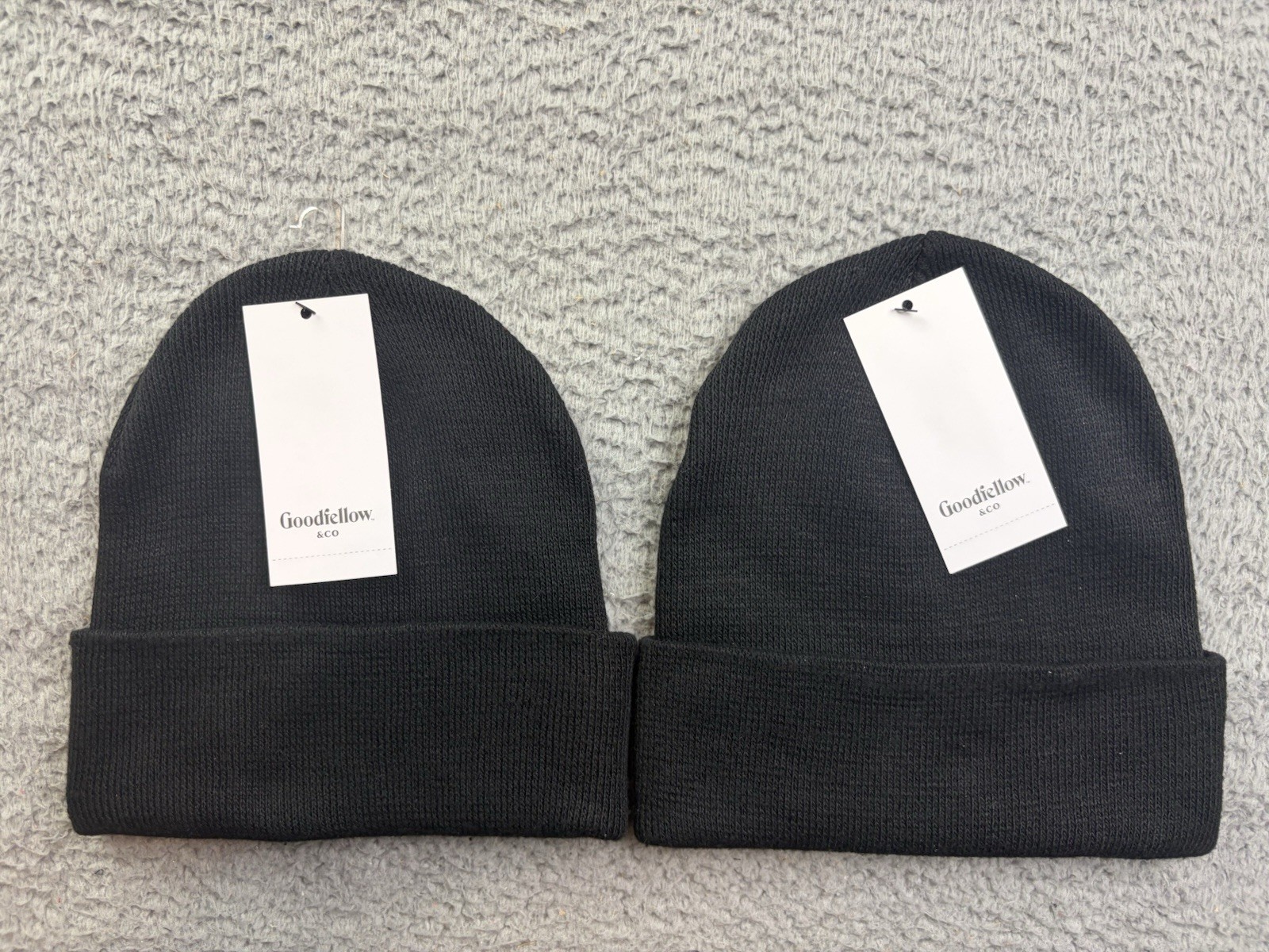 2x Goodfellow & Co. Mens Black Knit Cuffed Beanie Hat One Size