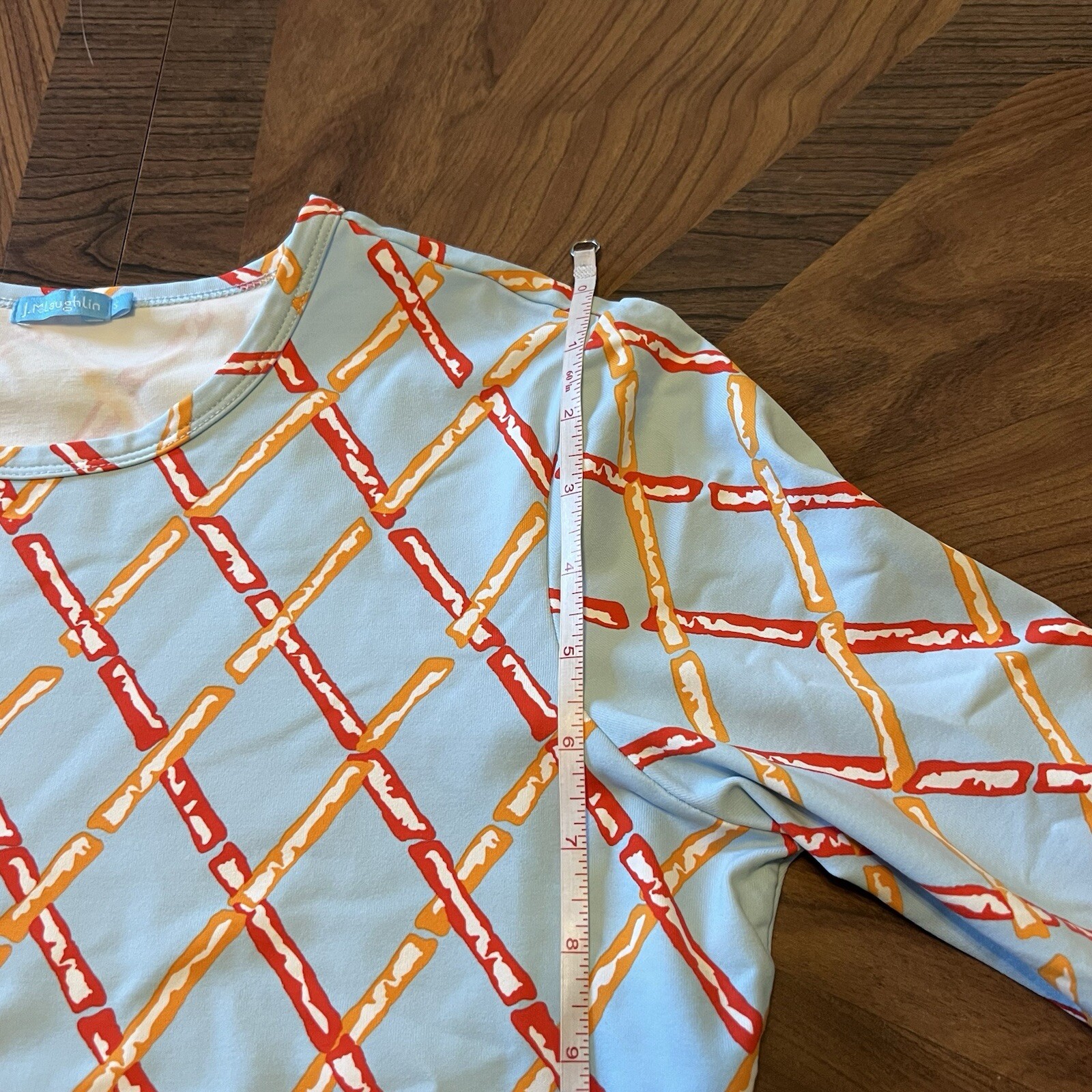 J McLaughlin Catalina Cloth Argyle Sticks Pattern Blue Multicolor Womens S