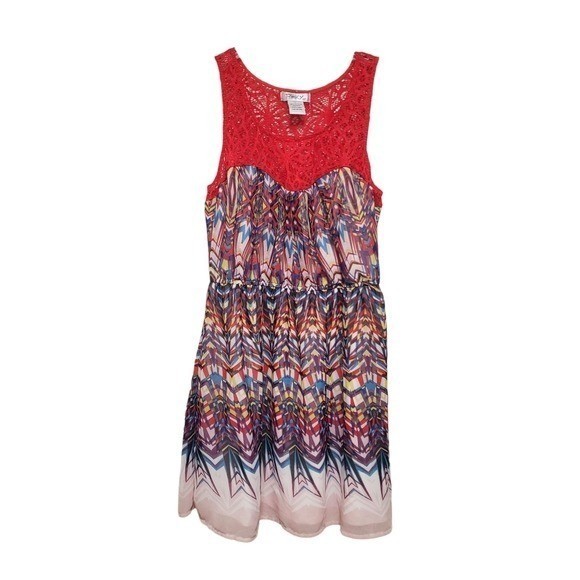 Funky Dress Crochet Net Neckline Art to Wear Fit and Flare L