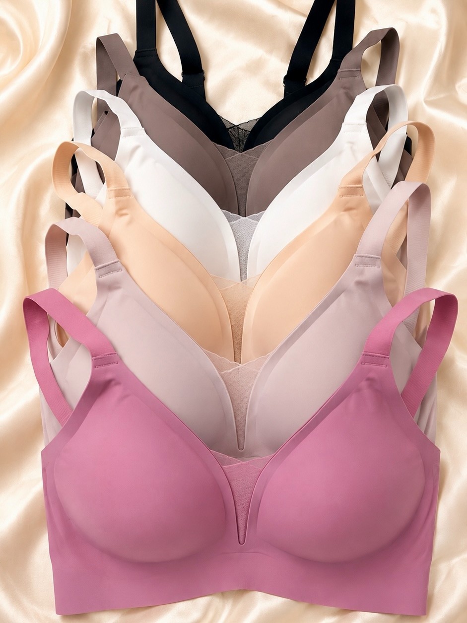 3 Anti-Sagging Full Coverage Wireless Bras Supportive Bra Push Up Jelly Bralette