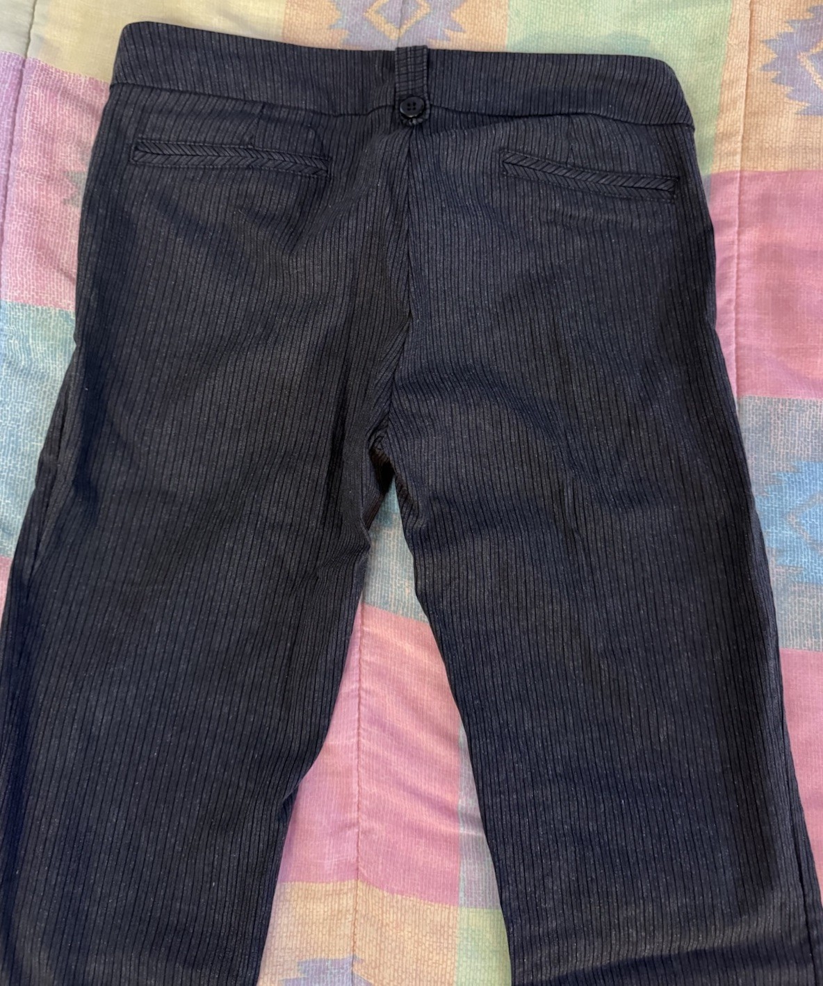 Papaya Women’s Black Ribbed Flare Pants Size S Stretch Bootcut Cotton Blend