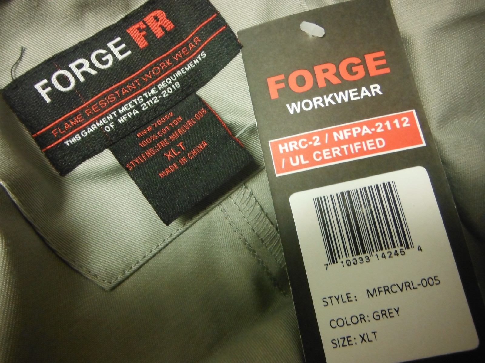 Forge FR Men Fire Resistant Coveralls Gray Elastic Waist Full Zip Snap XLT NEW