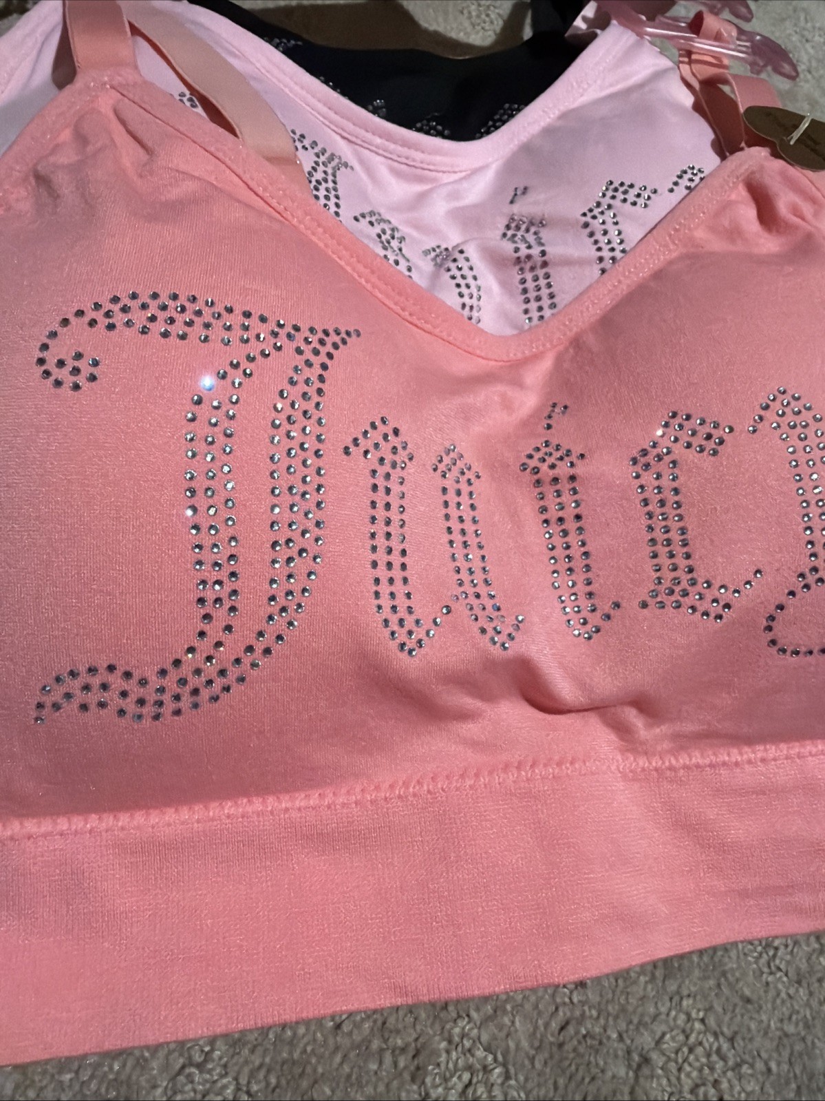 Juicy Couture Intimates 3pk Rhinestone Bra/Bralette Set. Sz 1X. NWT!