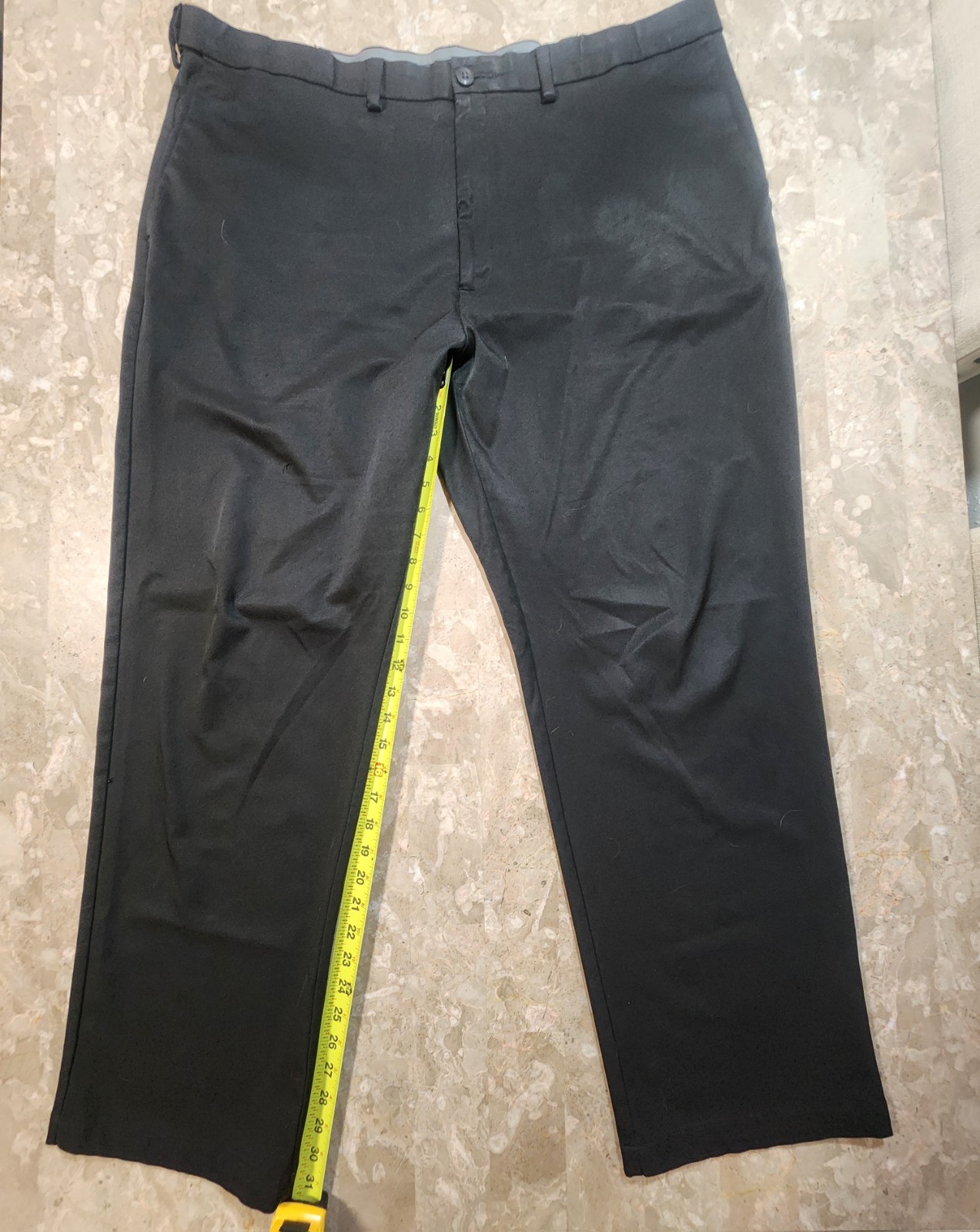 Haggar Men’s Classic Fit Black Flat Front Straight Leg Dress Pants Big & Tall 44