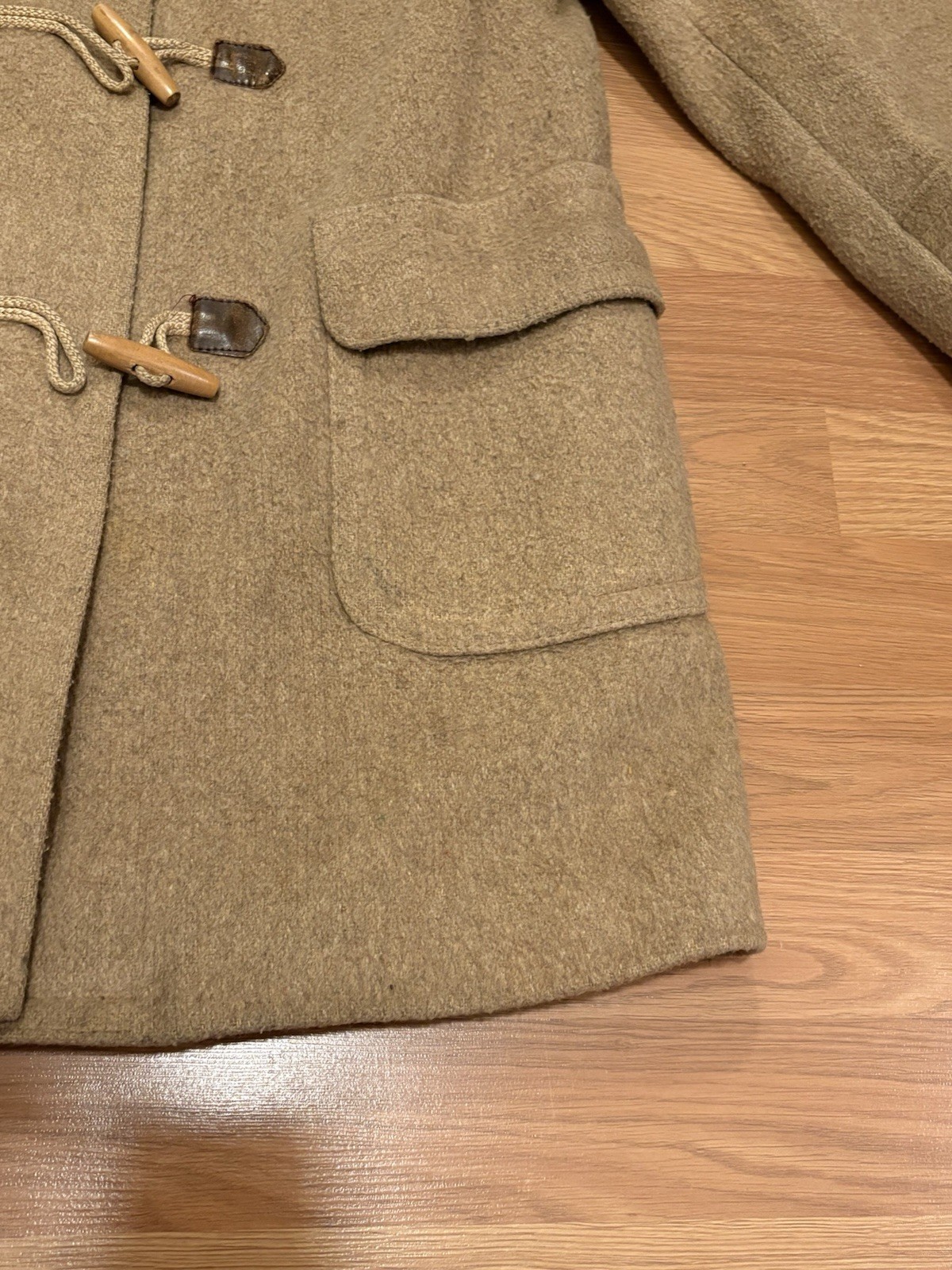 Vintage Lodenfrey Grey Wool Toggle Duffle Coat Plaid Lined West Germany Flaw