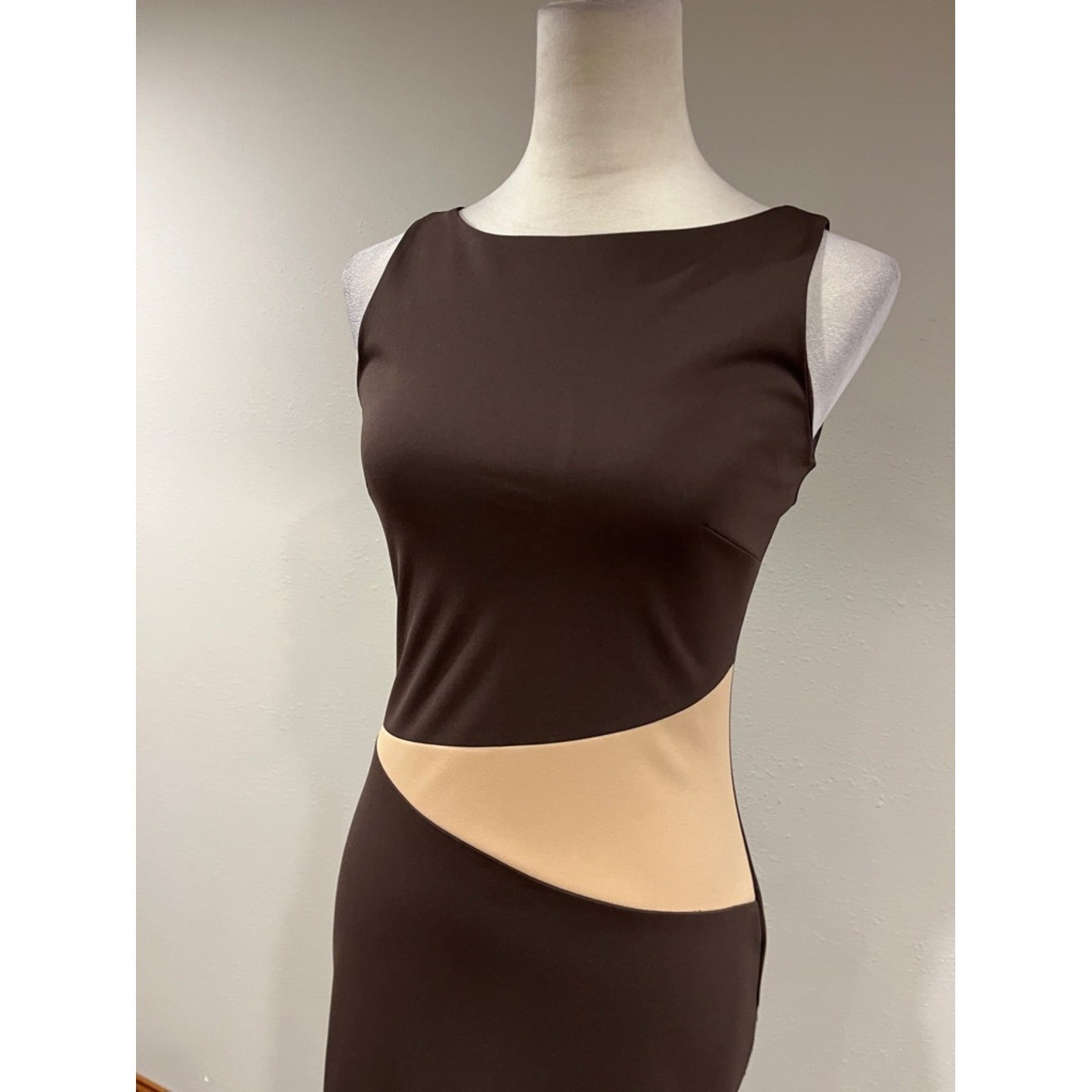 Express Sleeveless Brown & Cream Sheath Dress size 2