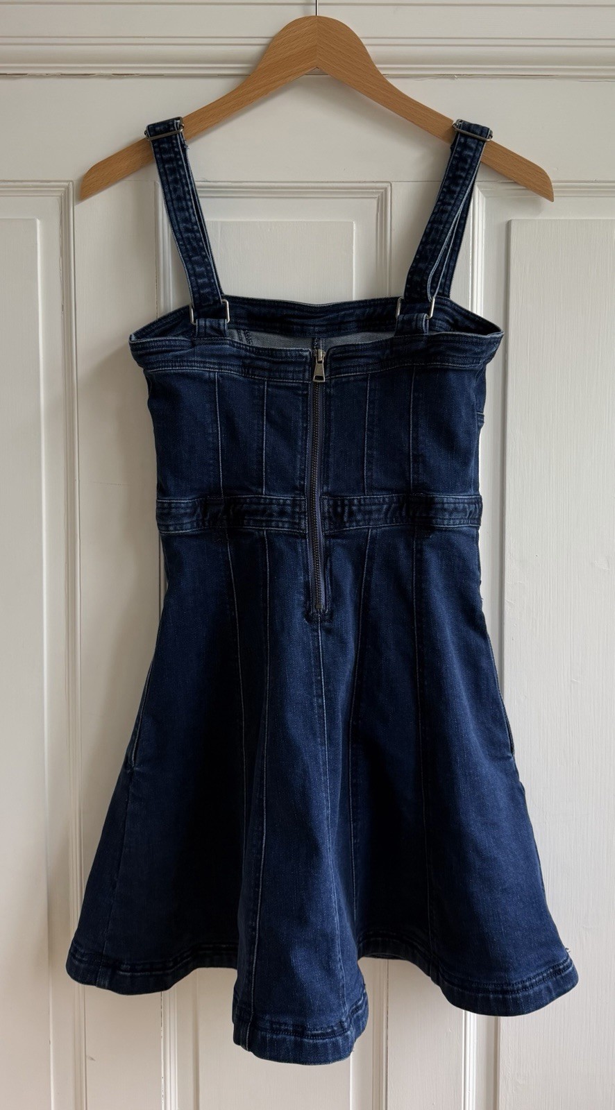 Free People Margot Denim Mini Dress A-Line Dark Indigo Sz S NWT No Belt Loops
