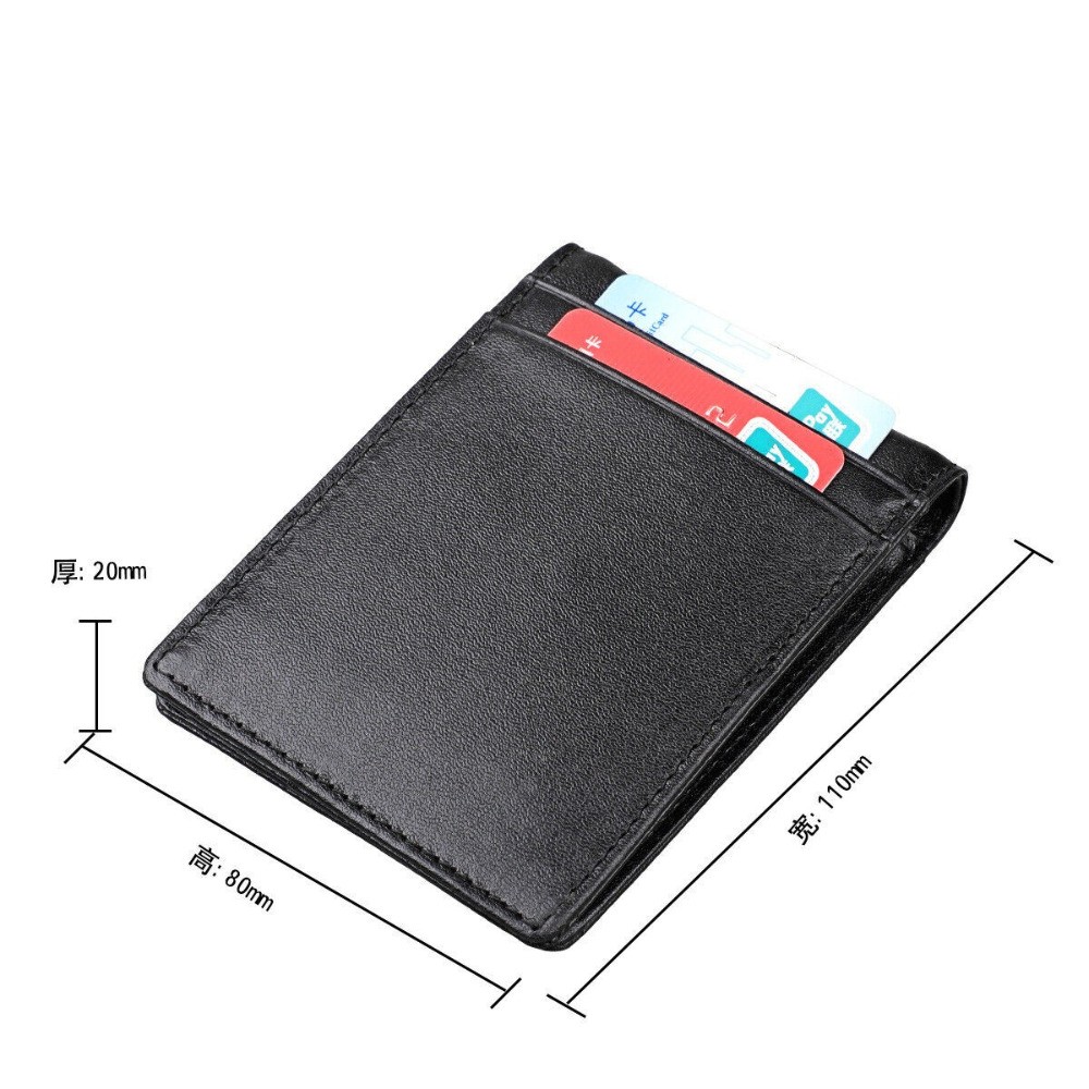 Men Rfid Blocking Leather Slim Card Wallet Bifold Front Pocket with Money Clips