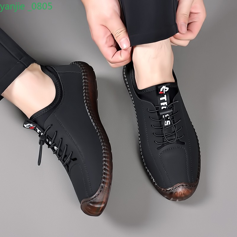 Men’s Faux Leather Casual Shoes Lace Up Round Toe Slip On Fashion Summer Retro