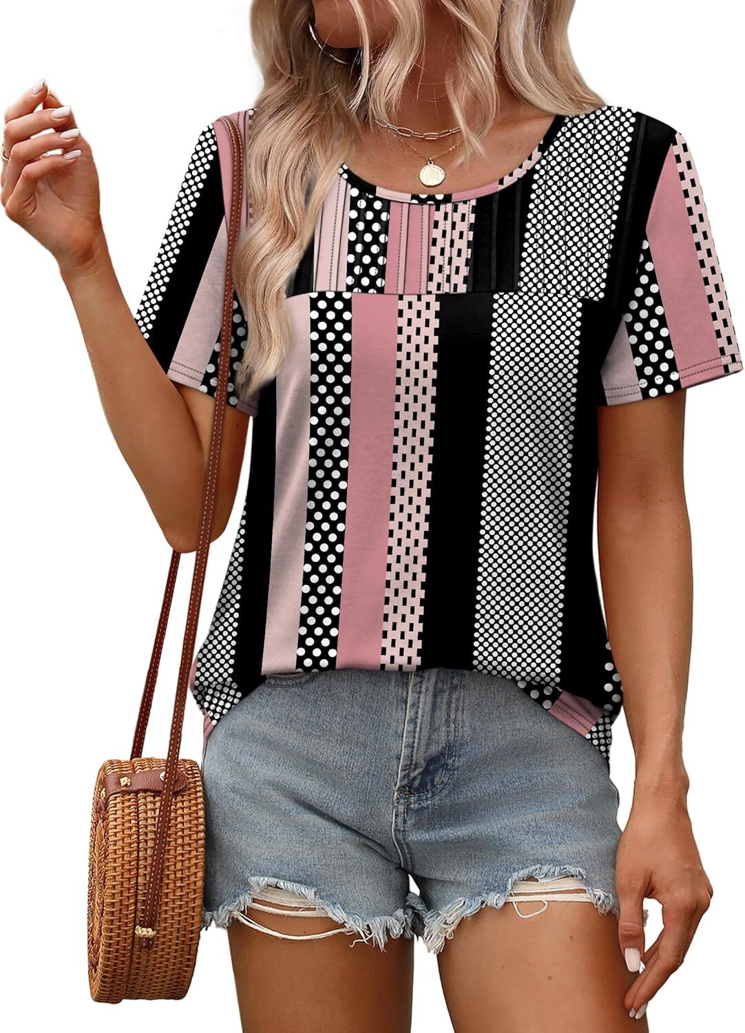 Women’s Plus Size Short Sleeve Crew Tops – Loose Fit Cotton Casual Trendy