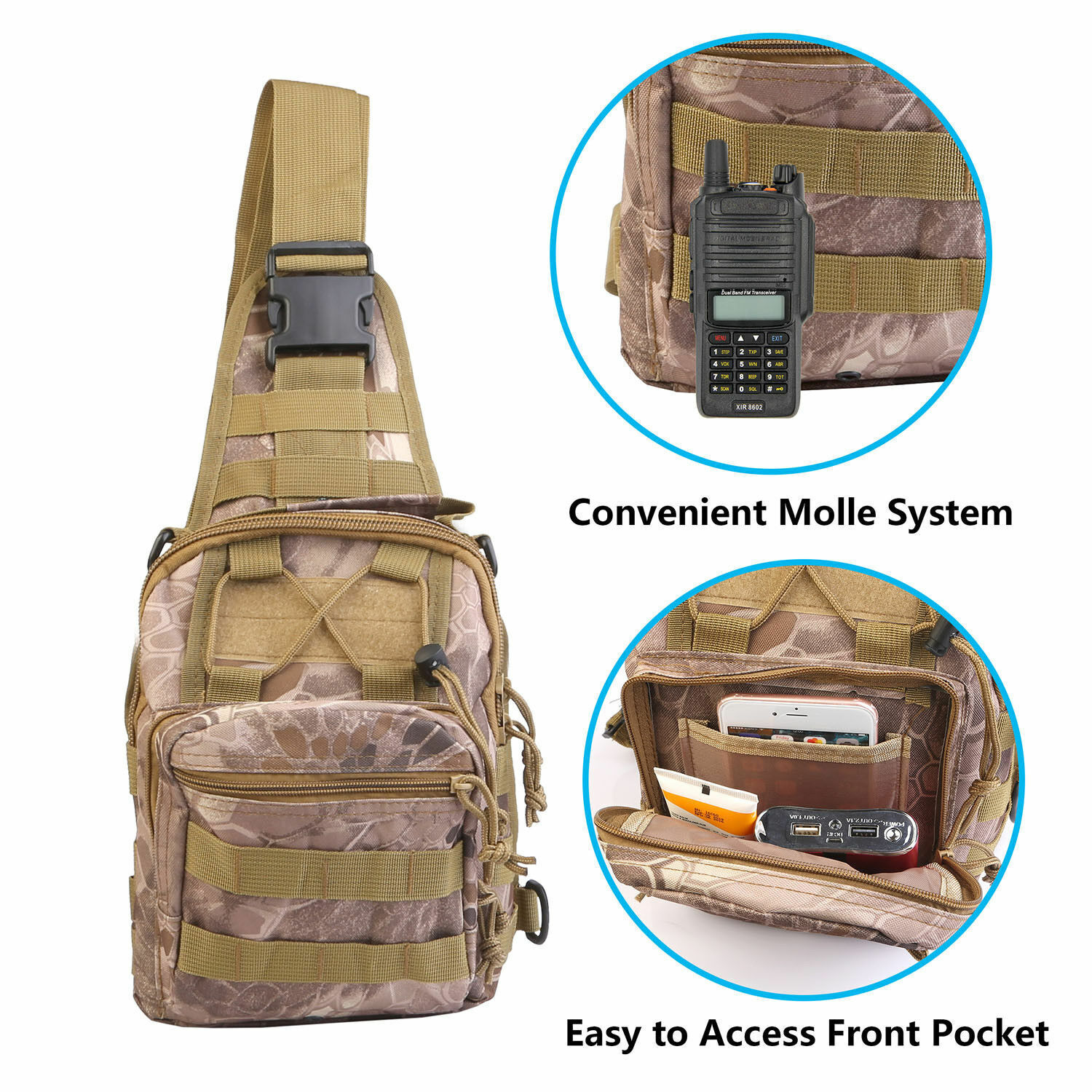 Tactical Sling Backpack 1000D Waterproof Military Backpack Satchel Shoulder Bag