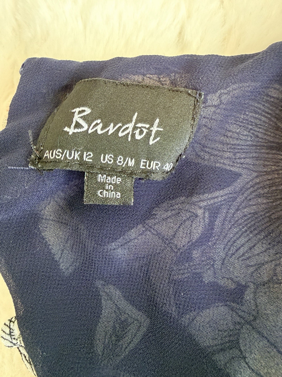 Bardot Floral Ruffle Cutout Fit & Flare Dress Blue/White US 8 M
