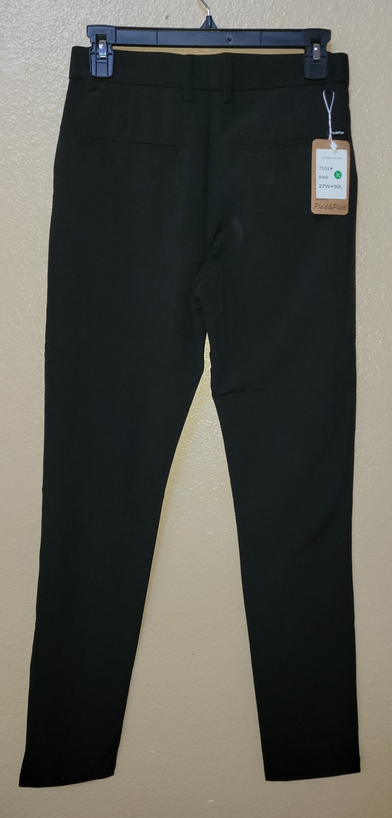 Plaid & Plain Men’s Stretch Dress Pants Slim Fit Skinny Suit Pants, (C)
