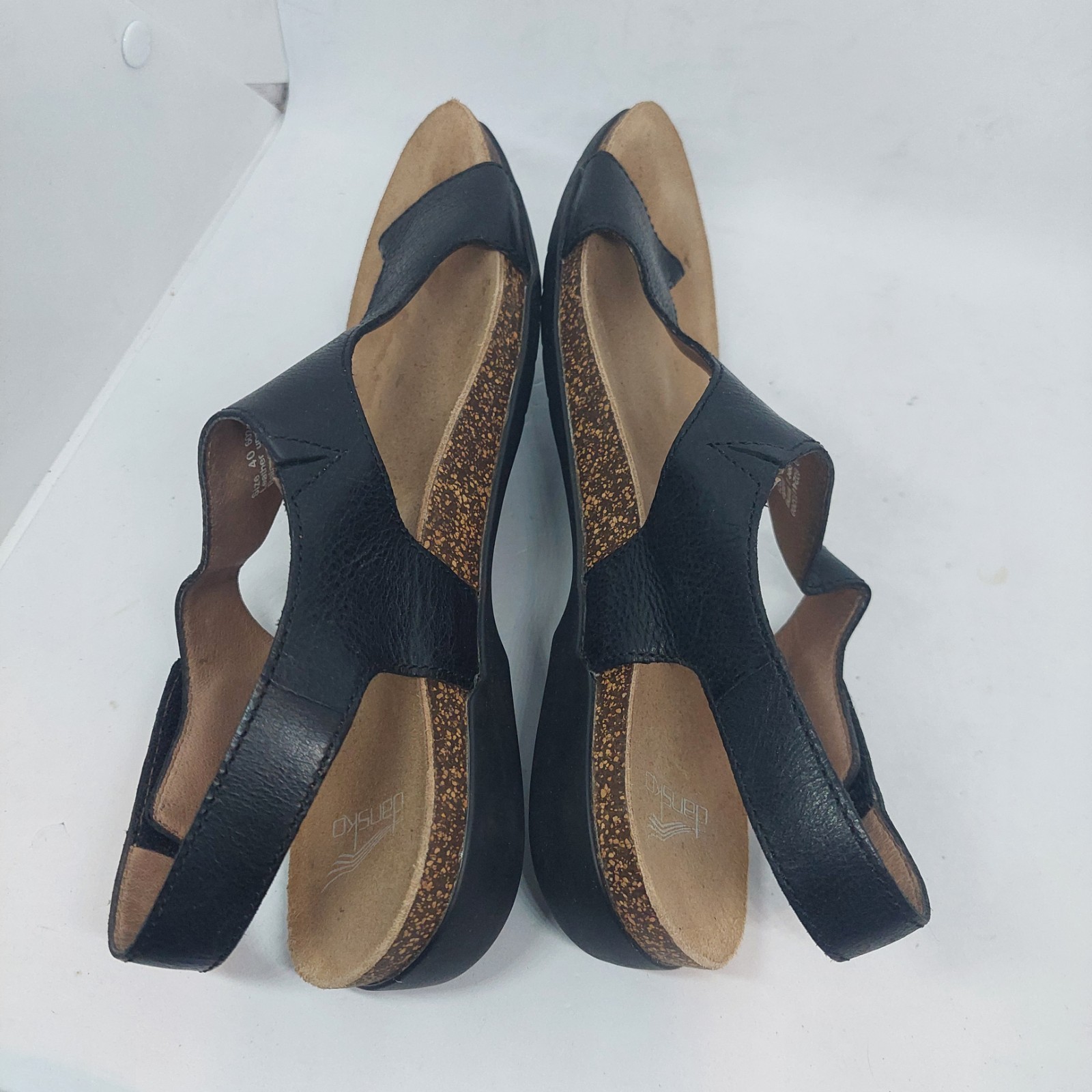 Dansko Reece Sandals Black Leather Thong Slide Womens Size EU 40 US 9.5-10