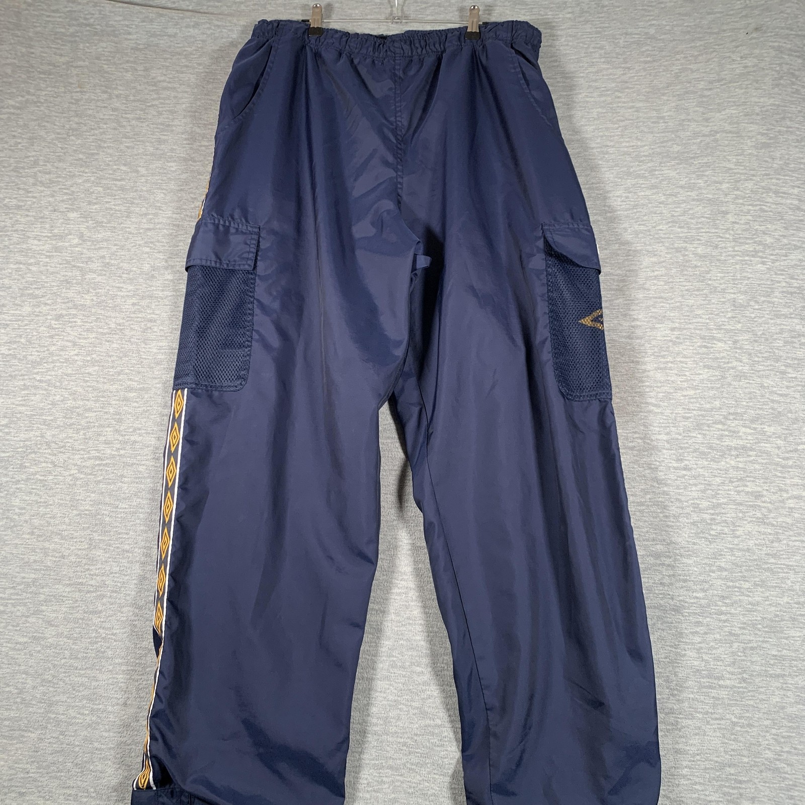 Umbro Pants Mens Large Blue Track Pants Soccer Cargo Mesh Logo UM18001