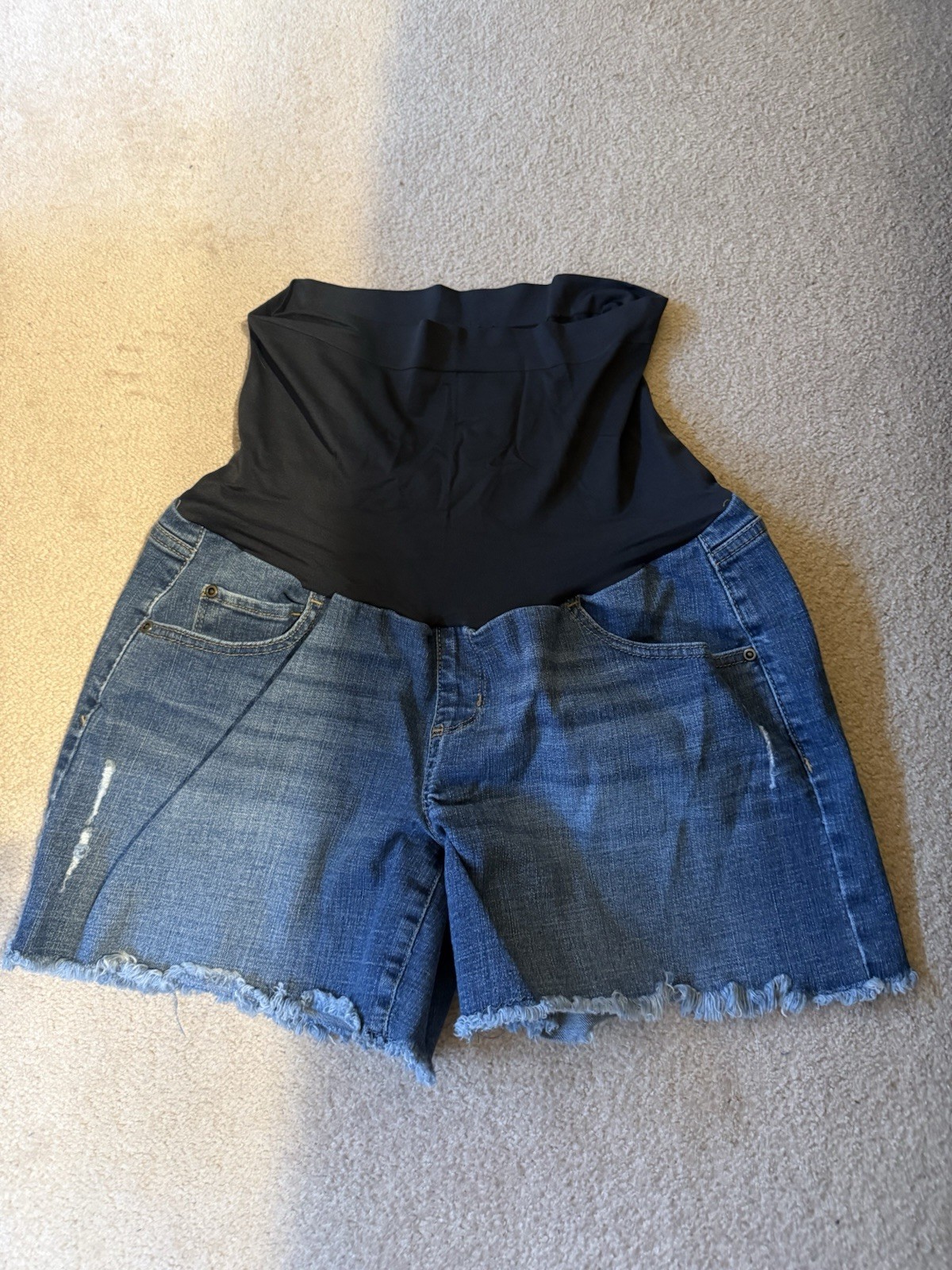 Sonoma Goods For Life Maternity Denim Cut Off Shorts Size 14 High Rise 4″