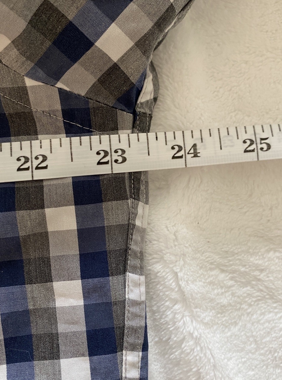 Todd Snyder NY Melange Yarns Gingham Check Shirt Blue Grey Mens Large 16.5 32/33