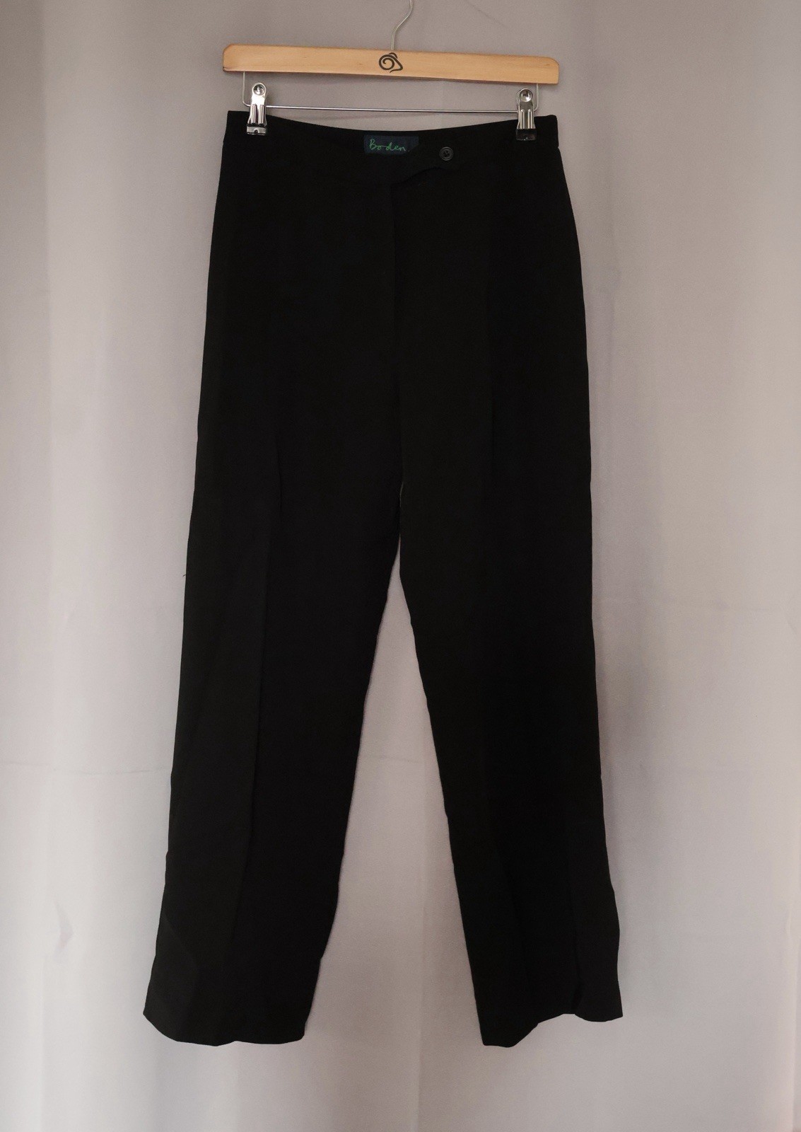 Boden Trousers Size 10 Reg Black Wool Viscose Smart Work Office Straight Leg VGC