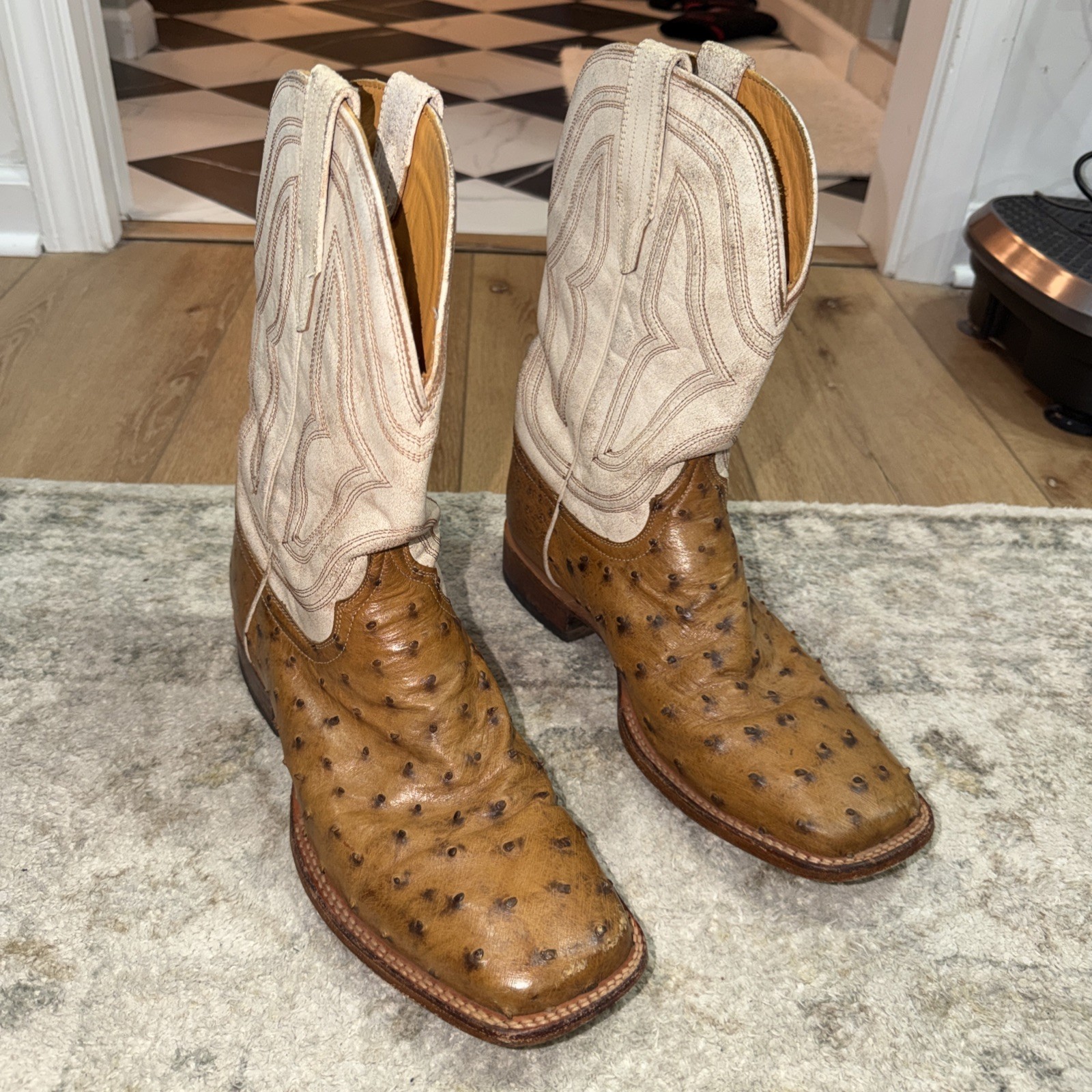 Tecovas The Emmit Men’s US Size 13D Sunset Midnight Ostrich Pull on Cowboy Boots