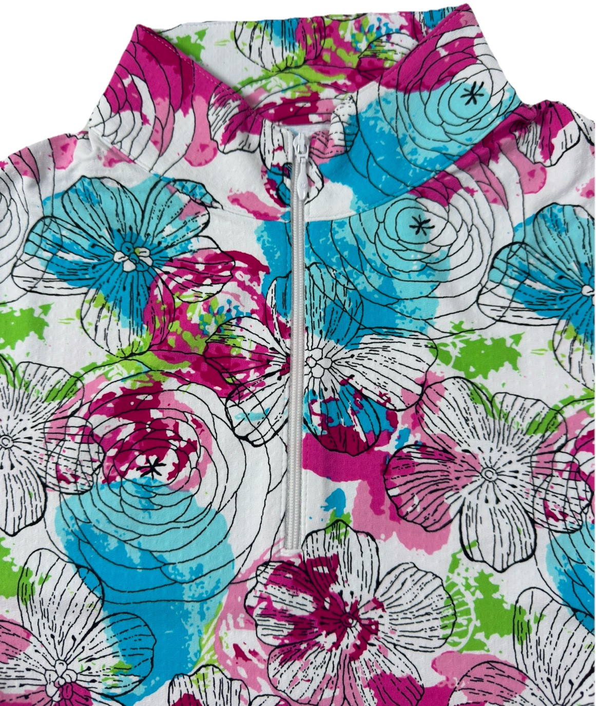 NWT IBKUL Golf Tennis 1/4 Zip Top XS S M L XL Activewear Longsleeve Floral T6