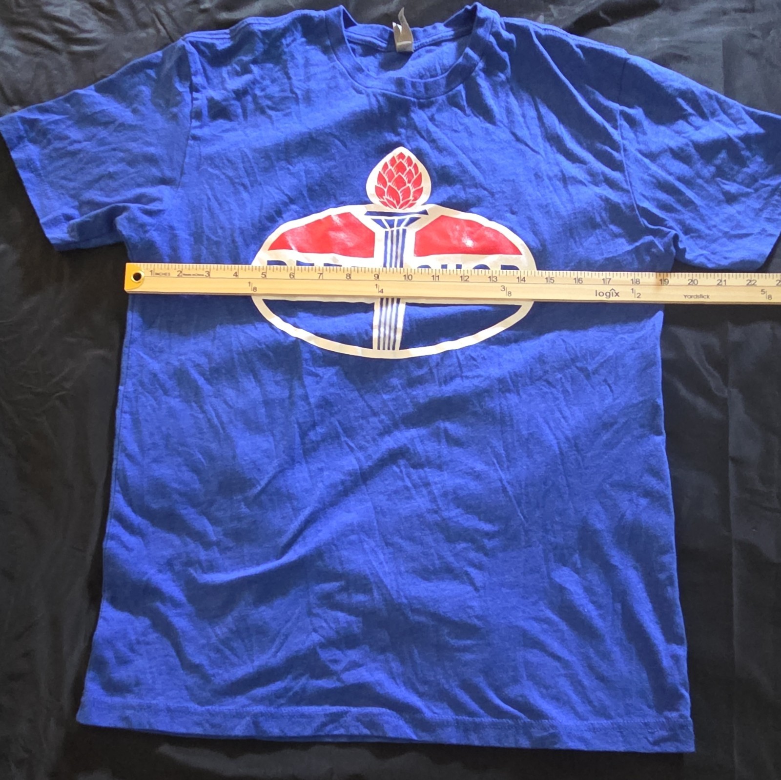 Graphic Blue T-Shirt Beer Shop Size Medium Short Sleeve