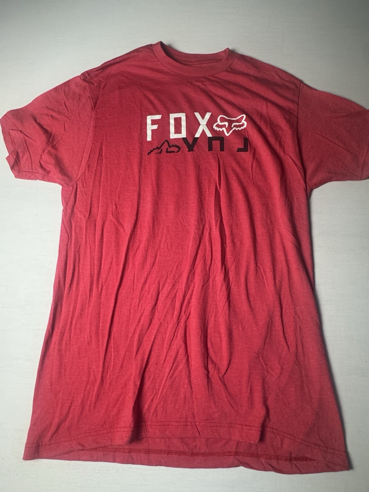Fox Racing Shirt Large Red Y2K Style Reflection Mirror Logo Graphic Tee Mens