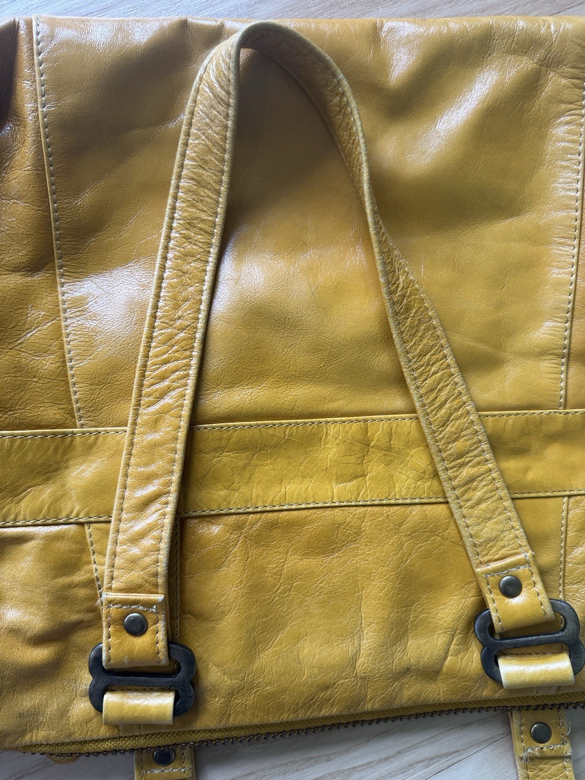 Latico Genuine Leather Slouchy Hobo Shoulder Bag Mustard Yellow Multi Zip NJ