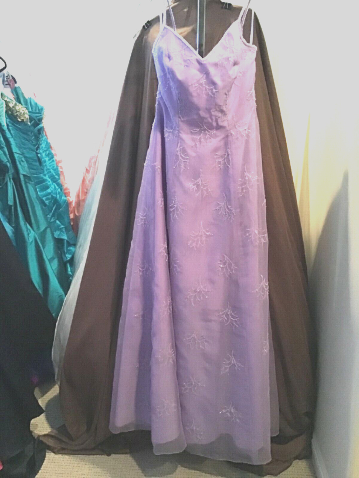Mori Lee Beaded Embroidered pageant prom formal evening occasion purple dress 8