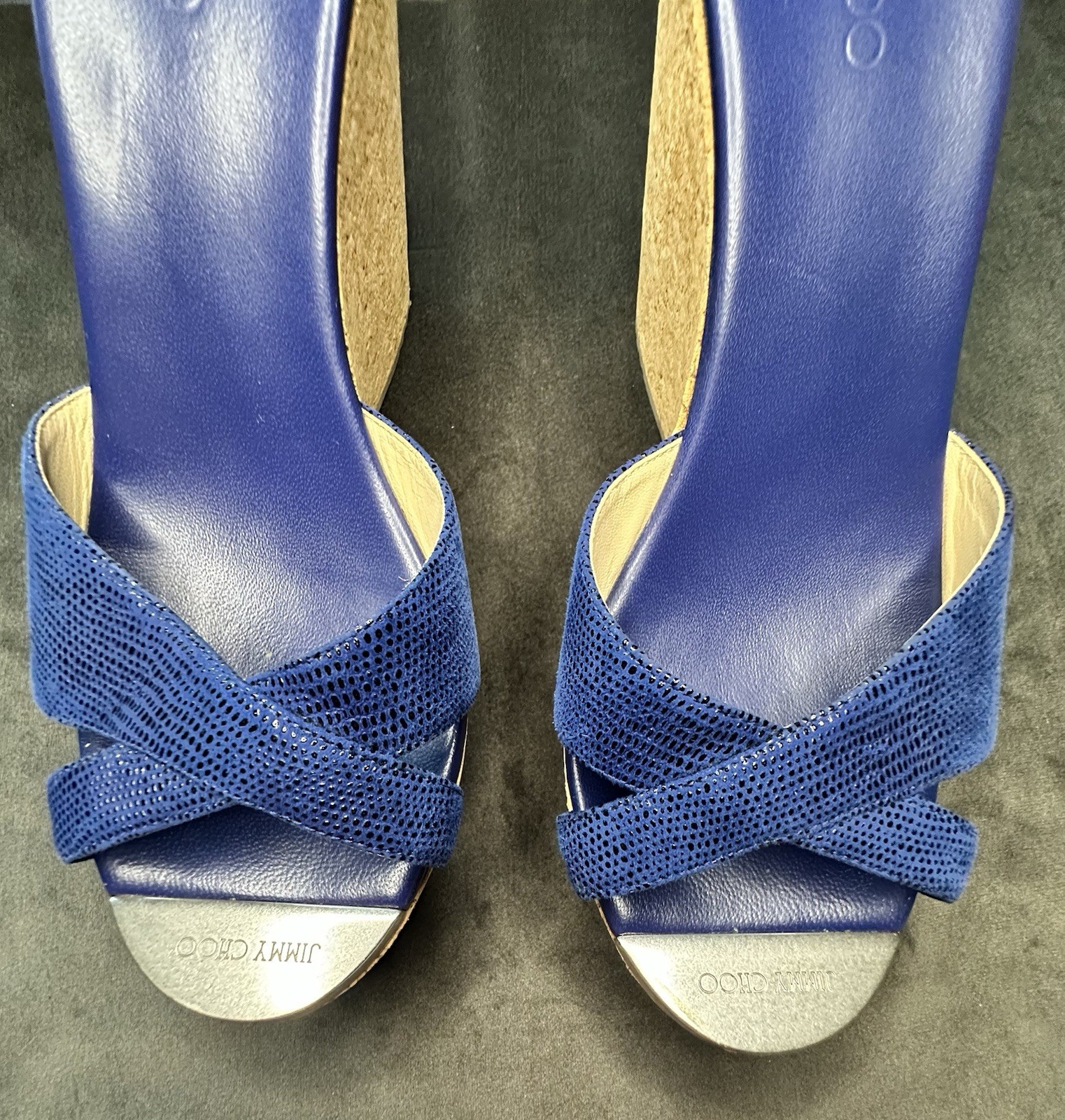 Jimmy Choo Blue Pandora Wedge Sz 9