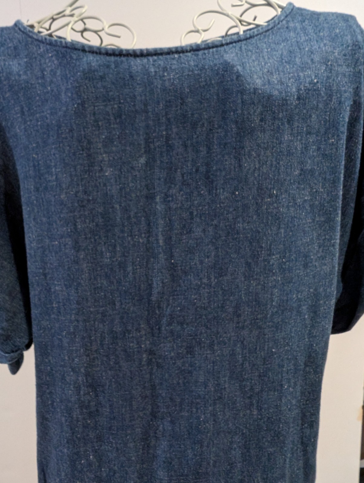 COS Denim Shift Dress Hemp & Cotton Cuffed Sleeve Pockets Size 6