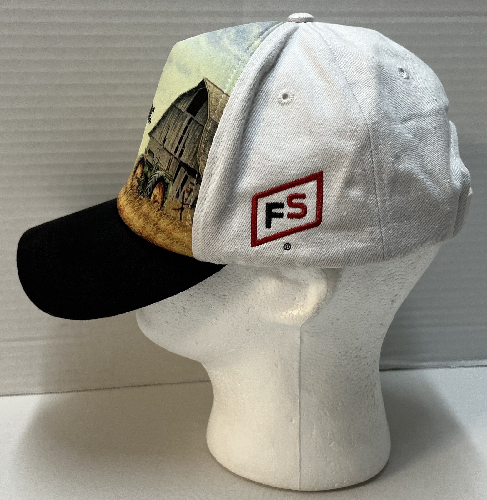 GOLD STAR FS Seed Corn Adjustable Ball Cap Hat Windmill Tractor Barn Farmer EUC