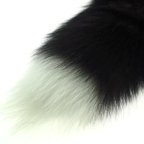 Alpertie Fluffy Real Fox Fur Tail Keychain Tassel 40cm/15.75 inches, Black
