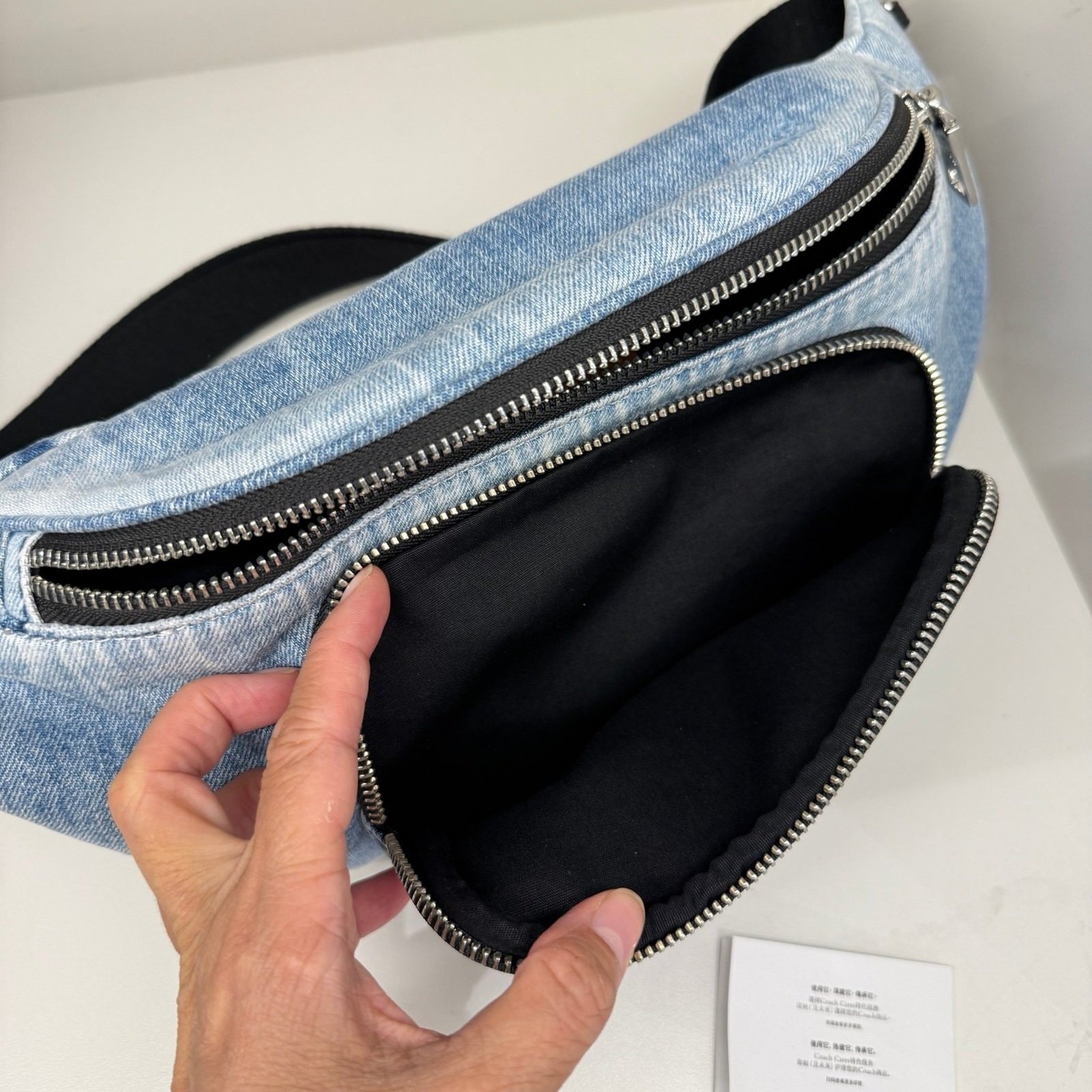 Coach Travis Belt Bag 35 In Loved Denim With Charms CES10 Silver/Light Indigo