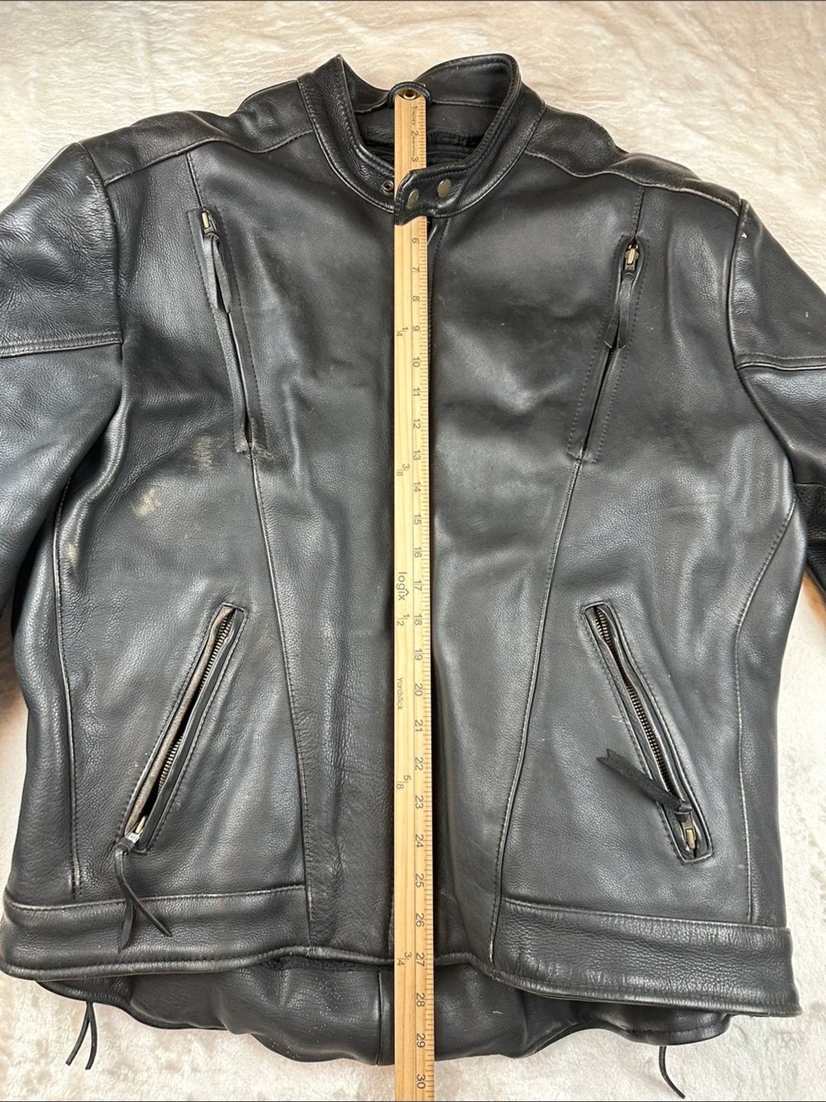 Leather King Mens 50 Black Leather Motorcycle Jacket Thinsulate Lined XXL |Biker