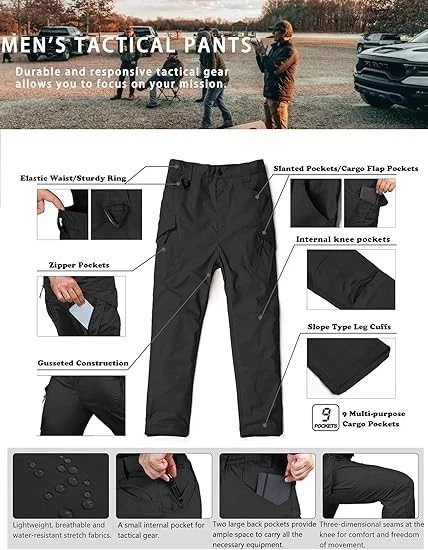 US Men Tactical Cargo Pants Soldier Straight-fit Work Combat Trousers Outdoor