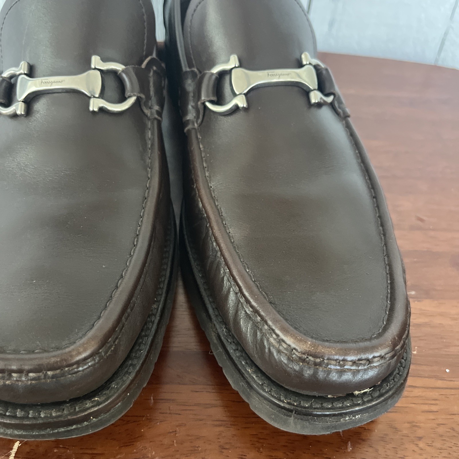 Salvatore Ferragamo Men’s Brown Loafers 12 D (Heel repaired- See Picture )