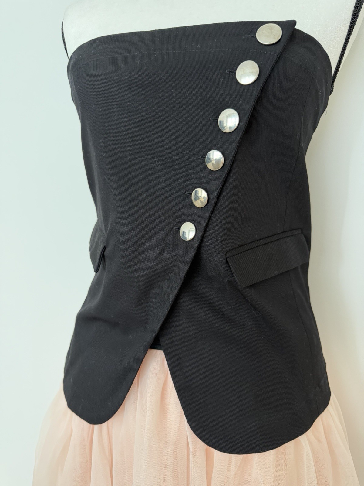 Women’s Asymmetric Fitted Strapless Vest Top Color Black