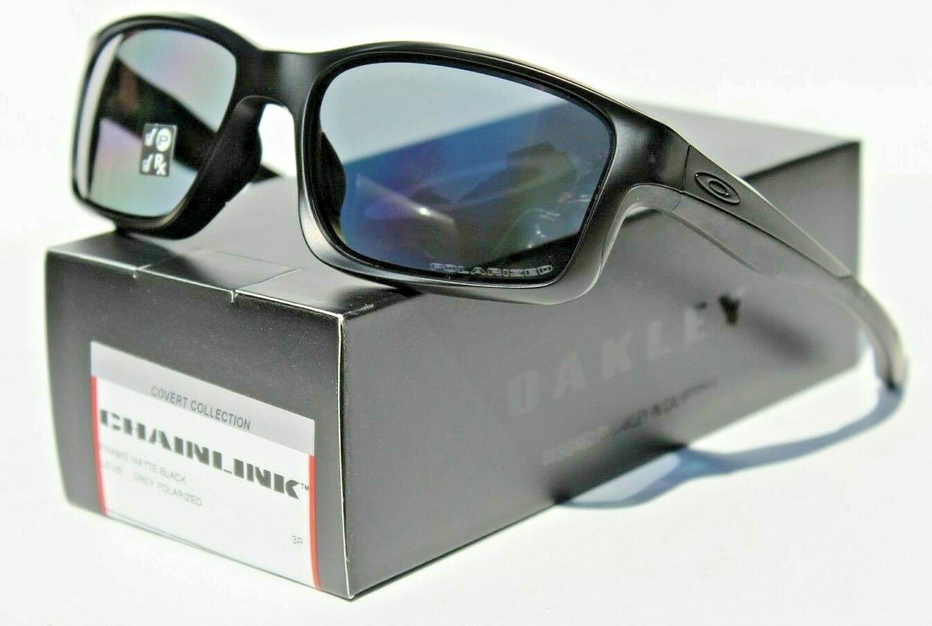 OAKLEY Chainlink POLARIZED Sunglasses Matte Black/Grey Covert NEW OO9247-15