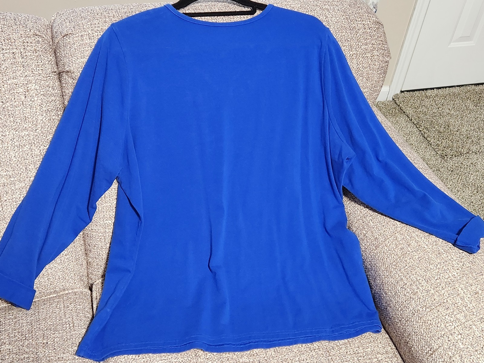 Basic Editions Womens Shirt Y2K Royal Blue Vneck Tshirt Kmart Blouse Size 2X