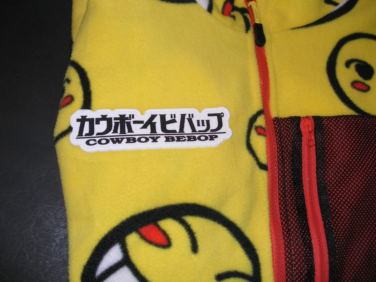 Atsuki Cowboy Bebop Ed Hack Smiley Face Fleece Jacket UNISEX XL