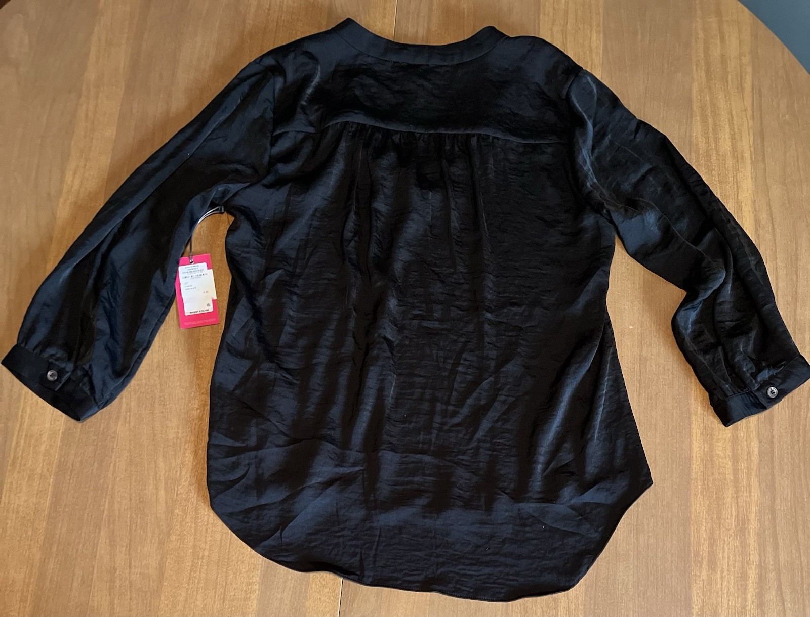Women’s Vince Camuto Black Silky/ Jersey Long Sleeve Popover Blouse Top Size S