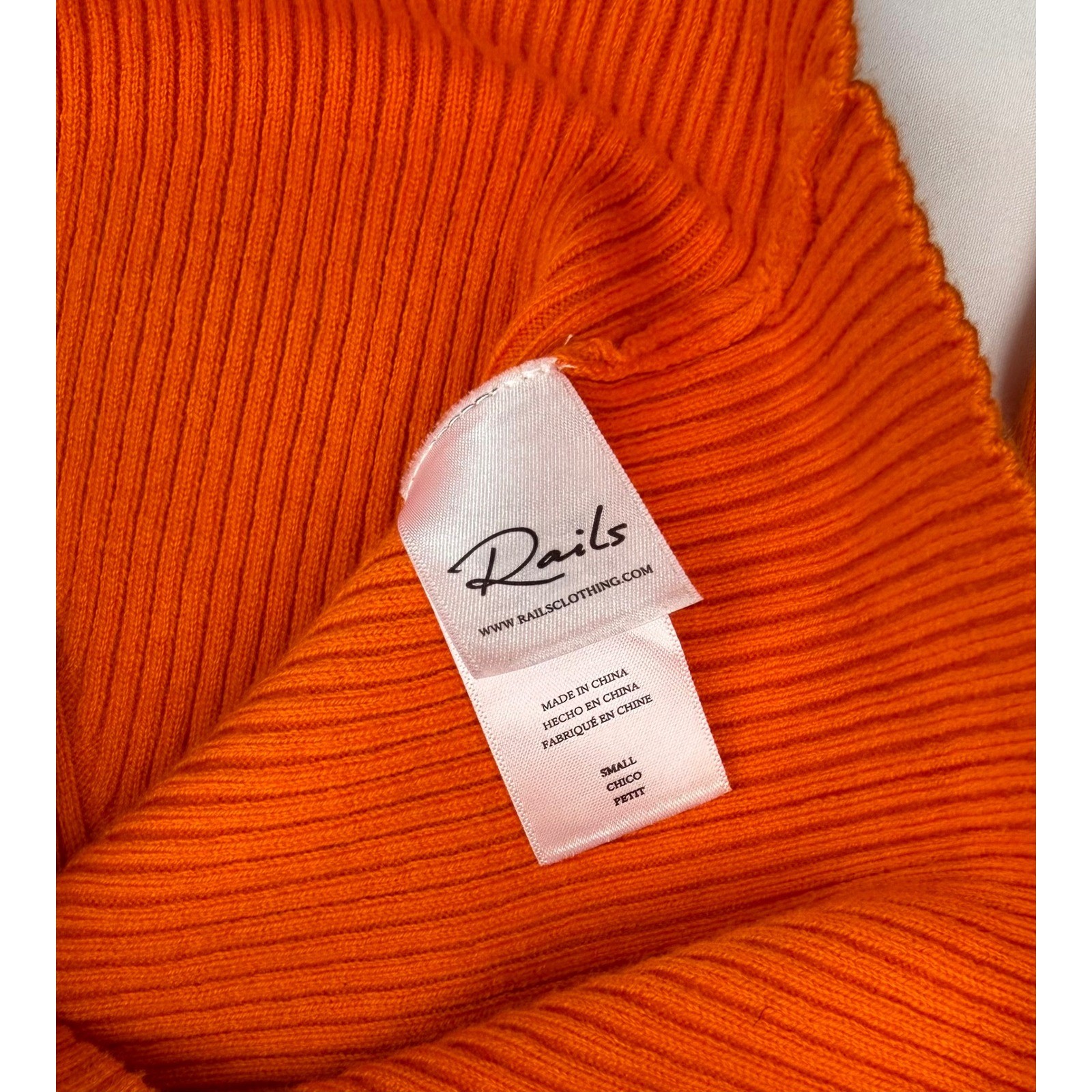 Rails Orange Ribbed Knit V-Neck Button Front Cardigan Sweater Small NWT