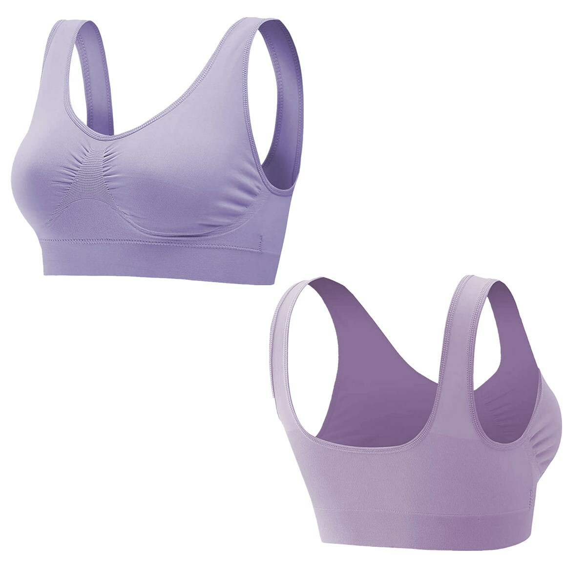 Sport Bras Seamless Wire-Free Light Support Tank Sports Yoga Sleep Bra 3 Pack US