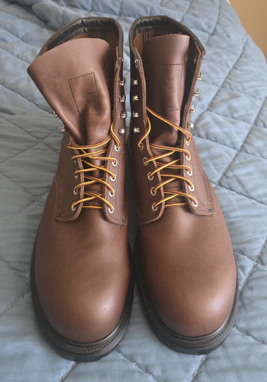 New Red Wing Shoes Men’s Brown Leather Lace-Up Work Boots Slip Resistant US 13 C