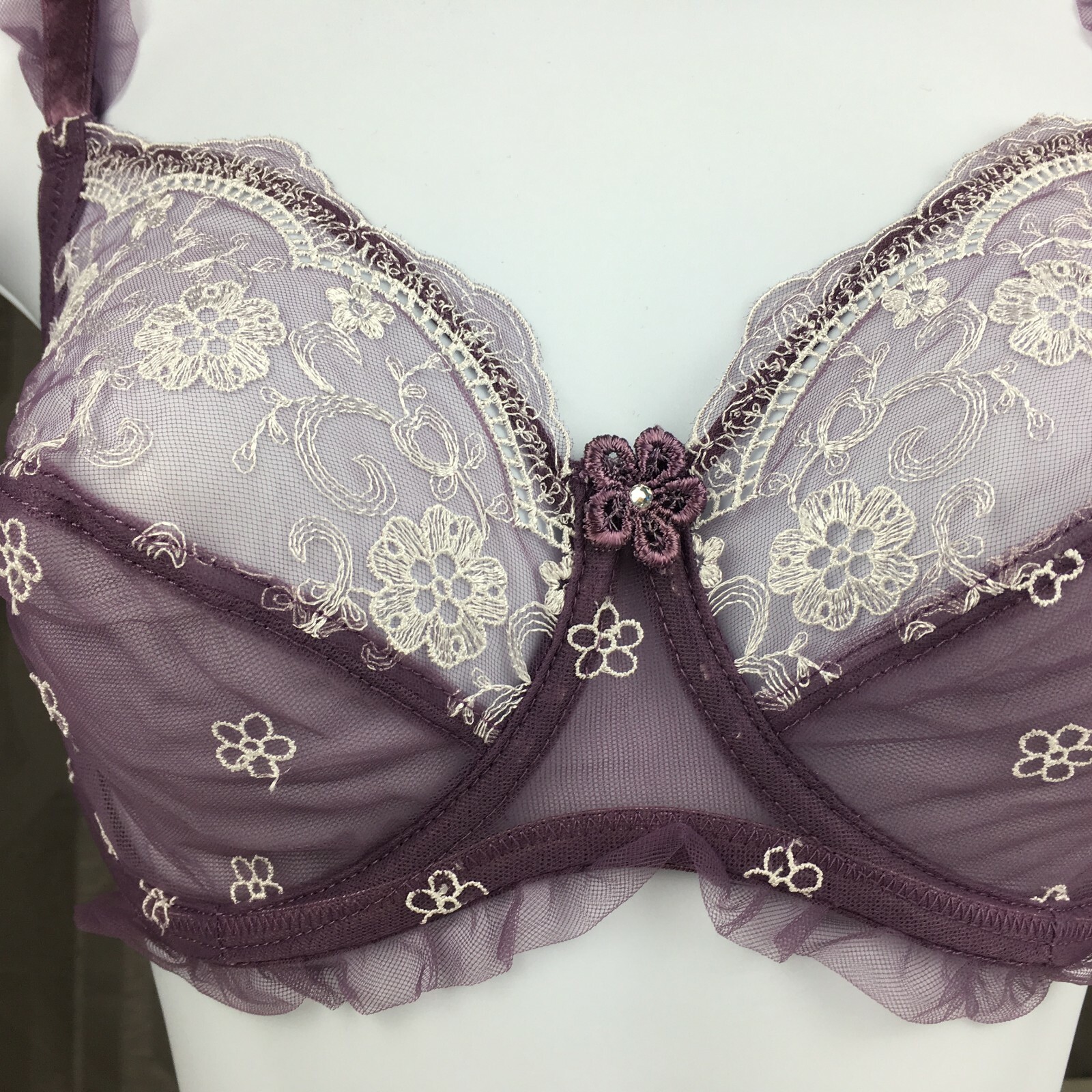 ALEGRO Sheer with Lace Underwire Sexy Lingerie Bra – Violet 9003 – 30-40 NWT