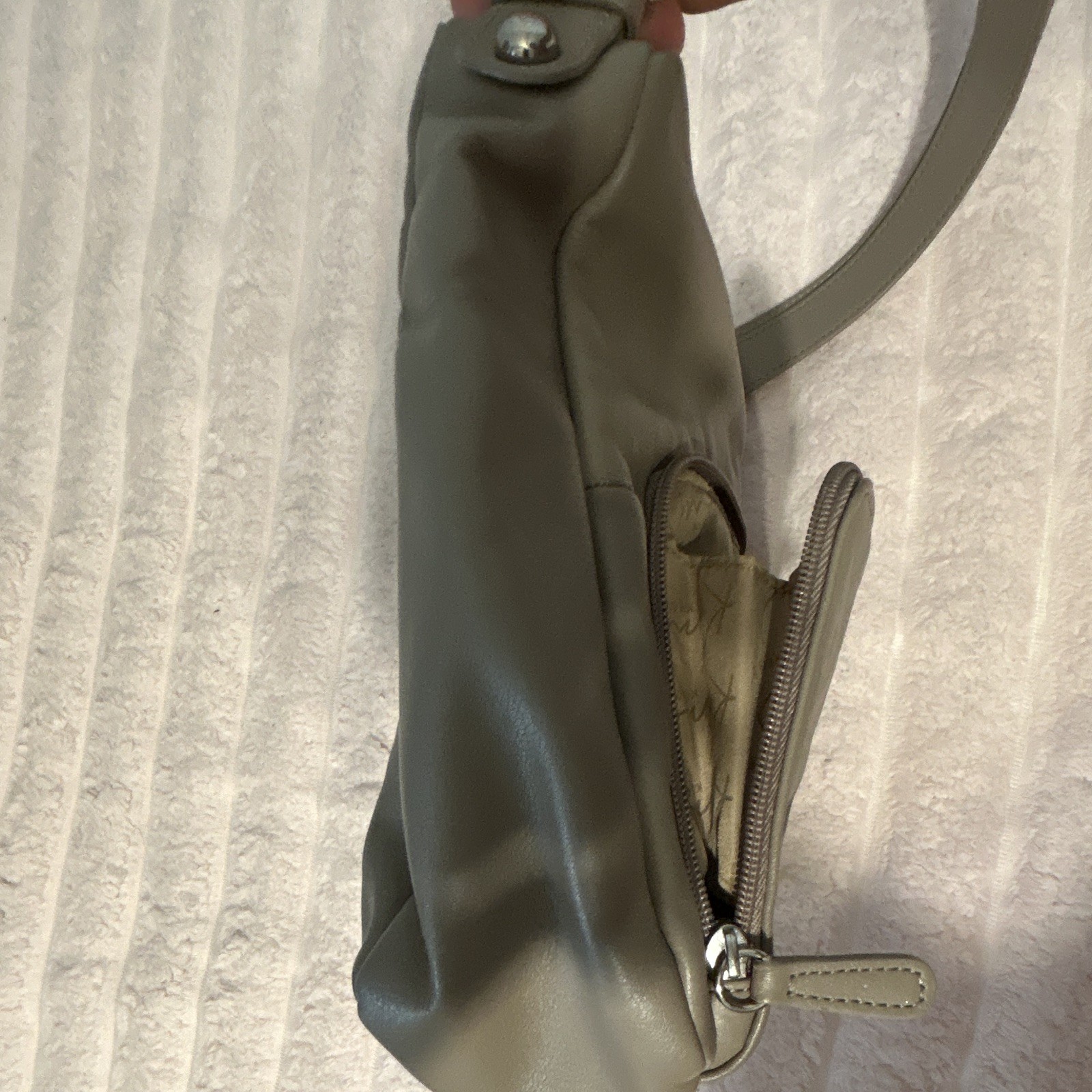 Kim Rogers Gray Logo Shoulder Bag Zip/Magnetic Snap Lined Pockets