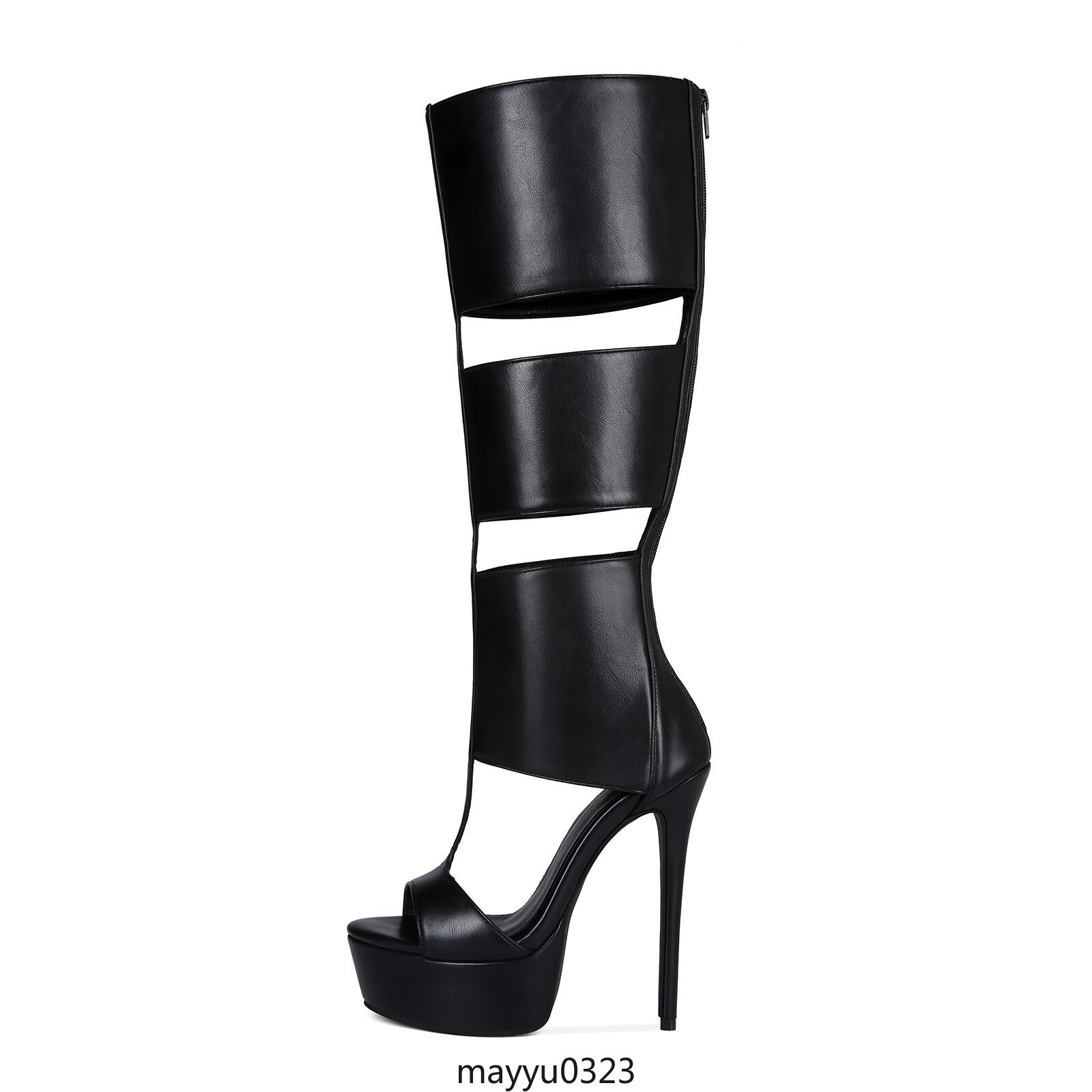 Womens Strappy Sandals Stiletto High Heel Platform Knee High Boots Oversize New
