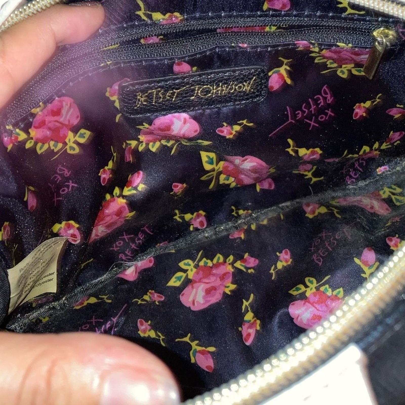Betsey Johnson quilted striped sequin bow bag